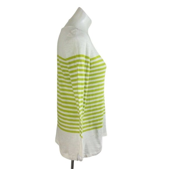 Joie Green White Striped Cotton Long Sleeve Knit Top Womens Size Small - Picture 3 of 9